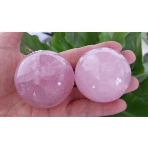 2Pcs 3.5mm natural rose quartz crystal sphere ball heal
