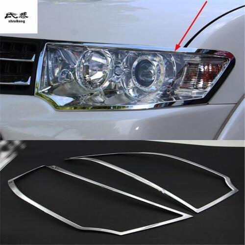 Free shipping 2pcs/lot ABS Chrome Headlight decoration cover for 2013-2018 Mitsubishi Pajero Sport car accessories