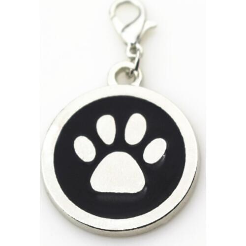 20pcs/lot Black dog paw charms dangle charms lobster clasp hanging floating charms Diy bracelet pendants jewelry