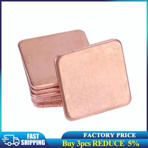 20pcs Thermal Conductive Copper Shims Pad 15mmx15mm 0.3mm to 2mm Heatsink Copper Shim Thermal Pads for Laptop IC Chipset GPU CPU