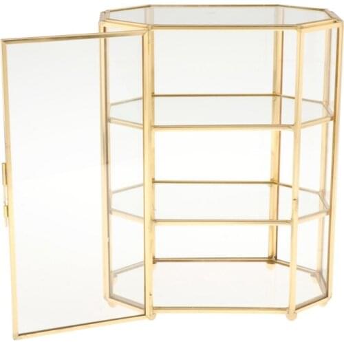 3-Tier Jewelry Box Glass Makeup Organizer Jewelry Box Multifunction Display Case for Dressing Table Decoration Storage