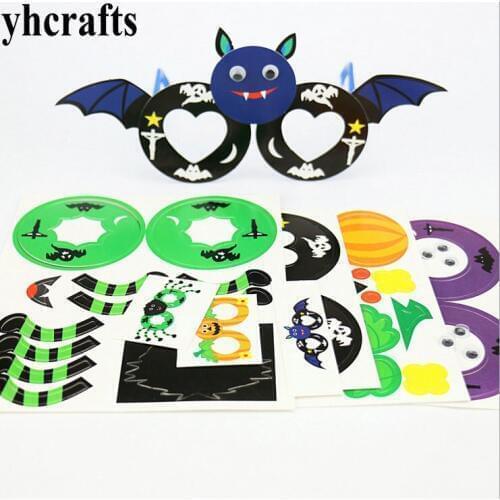 4PCS/LOT.4 design choose,DIY foam halloween glasses craft kits,Pumpkin skeleton Party supplies Prop glasses Kindergarten crafts