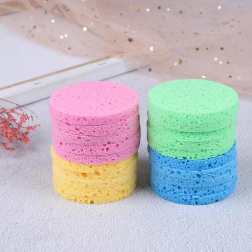 5pcs Beauty Natural Wood Fiber Face Wash Cleansing Sponge Cosmetic Puff Pads Round Soft Cosmetic Puff Makeup Pads