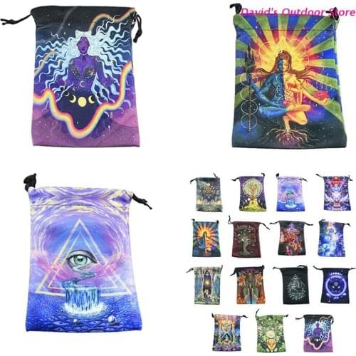 Velvet Tarot Card Storage Bag Velvet Double Sided Printed Board Game Card Mini Drawstring Package Game Tarot Storage Bag