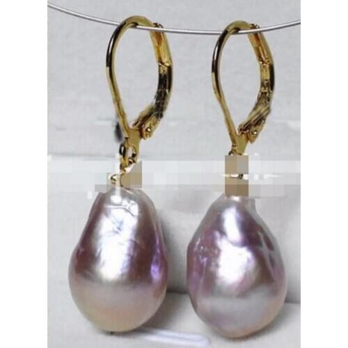 Free Shipping AAA 11-14mm South Sea Baroque Pearl Earrings 14K/20 GOLD