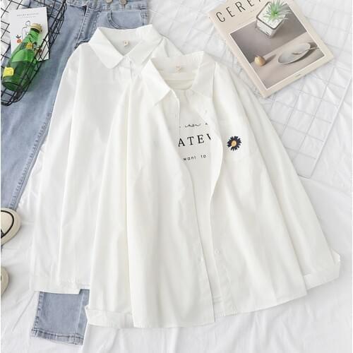 Women Blouses Shirts Tunic Womens Tops And Blouses 2020 Womenswear Long Sleeve Clothing Button Up Down White Flower Good Quality