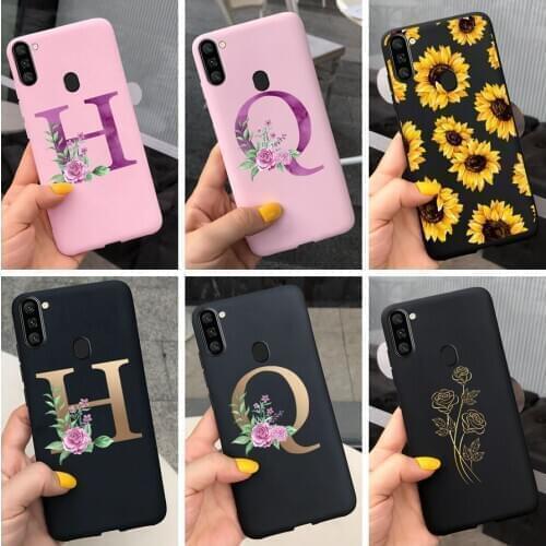 6.4" Alphabet Case For Samsung Galaxy A11 A 11 SM-A115F/DS Cover Cute Sunflowers Painted Matte Phone Case for Galaxy A31 M11 Bag