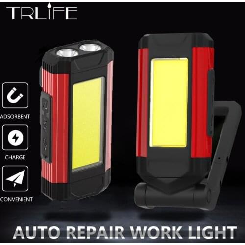 COB Work Light Super Bright USB Rechargeable LED Flashlight Portable Camping Lamp with Magnet Waterproof Adjustable Lantern