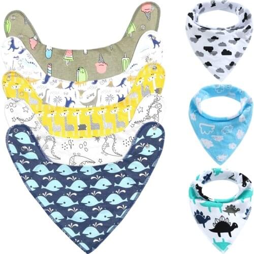 Baby Bibs Triangle Double Cotton Bibs Cartoon Print Saliva Towel Baby Boys Girls Feeding Apron Cotton Bandana Bibs DS19