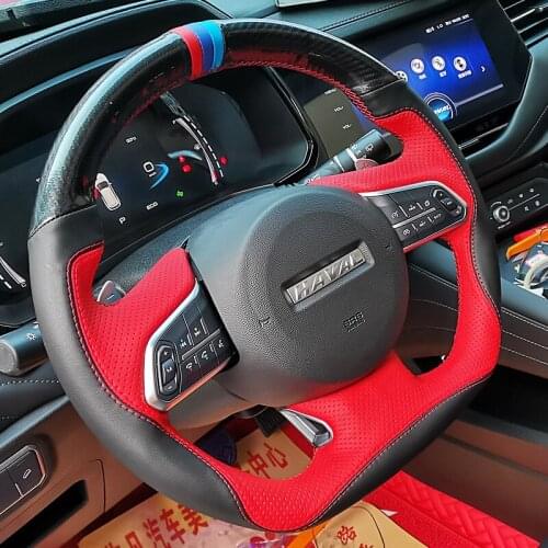 DIY hand-sewn steering wheel cover fit for Haval big dog h6 H1 H2 H3 H5 F7 F5 M4 M6 leather suede grip cover
