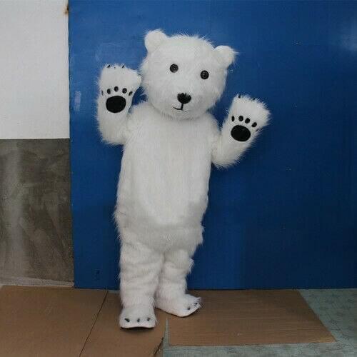 Halloween White Polar Bear Mascot Costume Cosplay Outfits Clothing Carnival Christmas Animal Fancy Dress Parade Character Adults