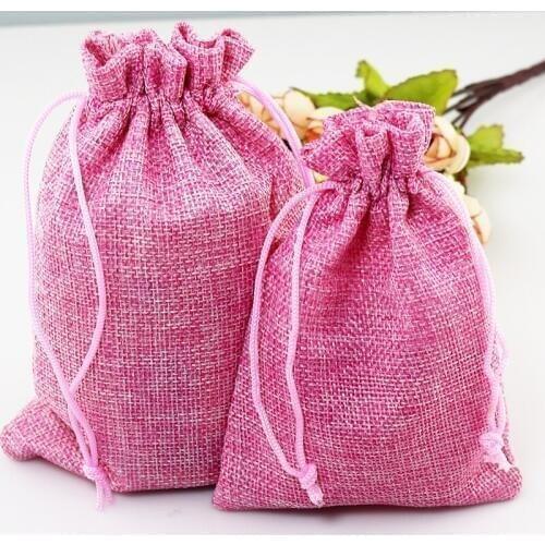 Nice Color Linen Drawstring Jute Jewelry Bags 13x18cm 50pcs/lot High Quality Gift Packaging Bags Promotional Gifts Pouches