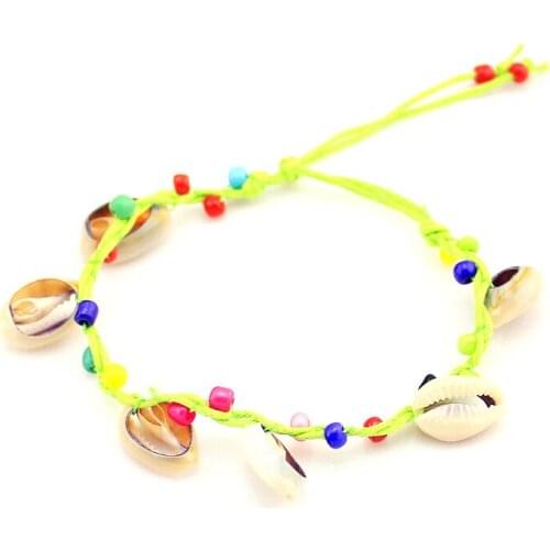 LHB001 Beautiful Handmade Woven Hippie Shells Hemp Friendship Bracelet Wristband Women bulk
