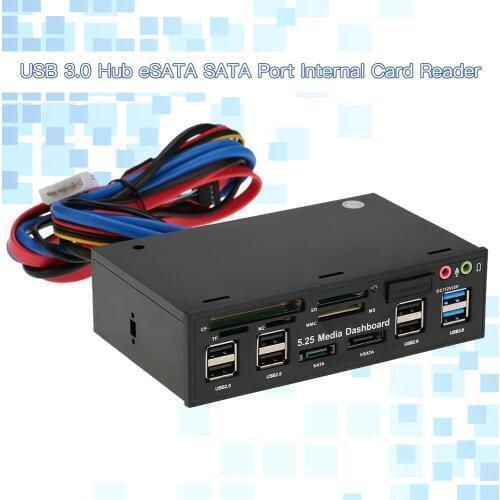 Multi-Function USB 3.0 Hub eSATA SATA Port Internal Card Reader PC Dashboard Media Front Panel Audio