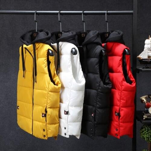 Mens Winter Jackets Casual Thick Vests Men Sleeveless Hoodie Coats Male Cotton Padded Warm Slim Sleeveless Waistcoat