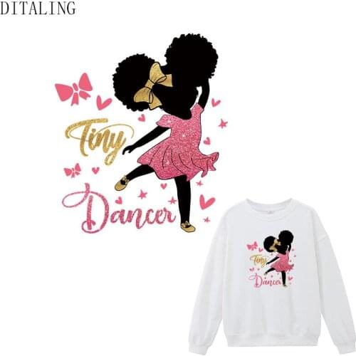 Dancer Girl Patch On Clothing Thermal Sticker On Clothes Heat Transfers Patch Cute Pink Kids DIY T-Shirt Decal Washable Stickers