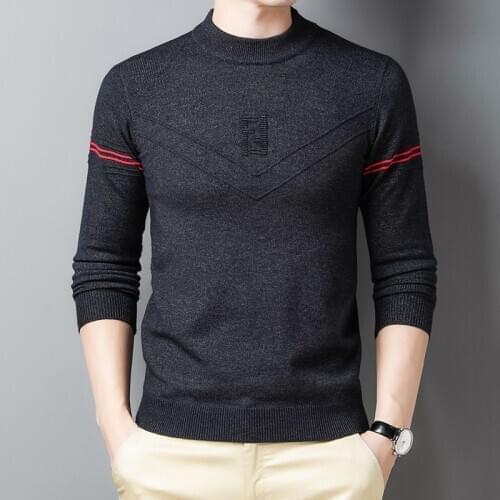 2020 New Fashion Brand Sweater Men Clothing Autumn Winter Knitwear Warm Pullover Men Striped Casual O-Neck Pull Homme