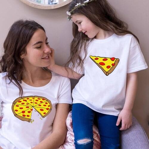 Family Matching Clothes Father Mother Daughter Son Pizza T-shirt Clothes Dad Mom and Me Baby Casual Creativity Tshirt