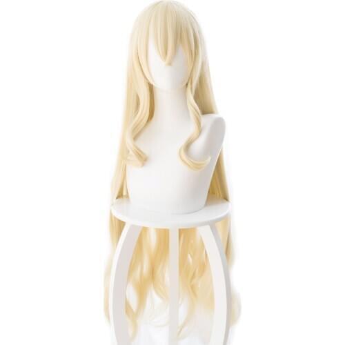 Anime 100cm Light Golden Long Goblin Slayer Onna Shinkan Cosplay Heat Resistant Synthetic Hair Perucas Cosplay Wigs + Wig Cap