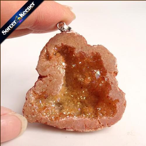 Irregular Natural Stone Pendulum Gold Plating Rainbow Crystal Druzy Pendants Sparkling Charms Necklace For Jewelry Making YS904