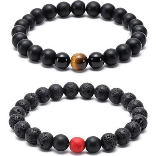 Natural Volcanic Rock Lava White Natural Stone Jewelry Couple Friendship Bangle Multi-style Charm Dainty Bracelet For woman Man