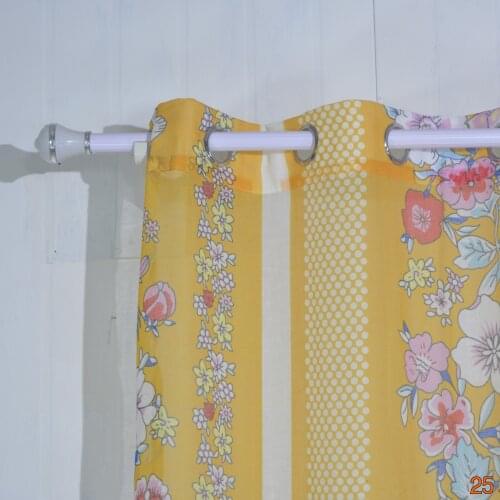 FMH Sheer Curtain Panels for Living room Bedroom French Window Faux Linen Tull Printed Stripe Floral with Tiebacks