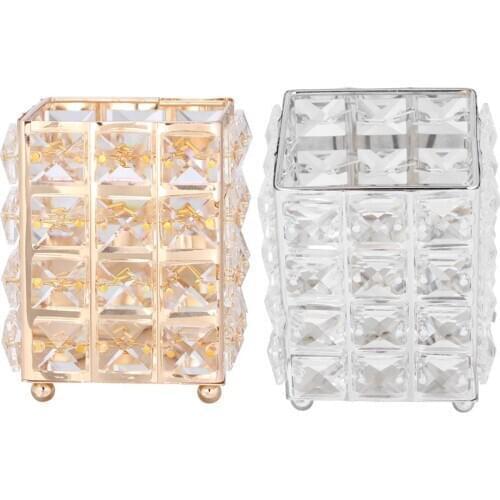 Crystal Makeup Organizer Metal Storage Box European style Eyebrow Pencil Lipstick Holder Makeup Brush Holder Cosmetic Organizer