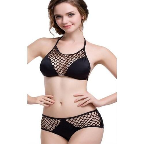 Transparent Mesh Eyelet Swimsuit Black Swimwear Women Lingerie Beach Swimming Pool Sexy Girl XXX Hot Girl Sexy Bikini