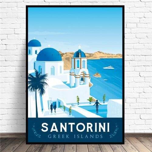 Frame Santorini Travel Art Canvas Poster painting Print Home Wall Poster Decoration For Living Room Modular picture