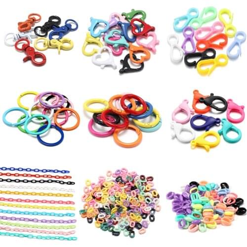 Multi-Colors Mixed Lobster Clasps Hook Key Rings Chains Connector Ball Chain Brooch Pins for DIY Jewelry Making Accessories