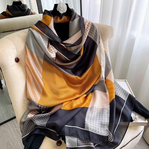 Luxury brand 2021 ladies scarf silk scarf shawl painted shawl painting pashmina Women Neck Wrap Hijab Foulard Scarves Female