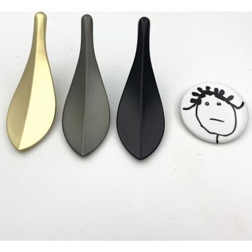 LCH Nordic Style Brass Color Gold Leaf shaped hole pitch 32mm Cabinet Knob Door Pull Furniture Handles Simple Life Gold Knob