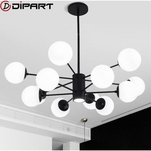 Nordic Modern Pendant Light Lamp White Glass Lampshade White Black Body Handing Lamp Art Decoration Light For Industrial