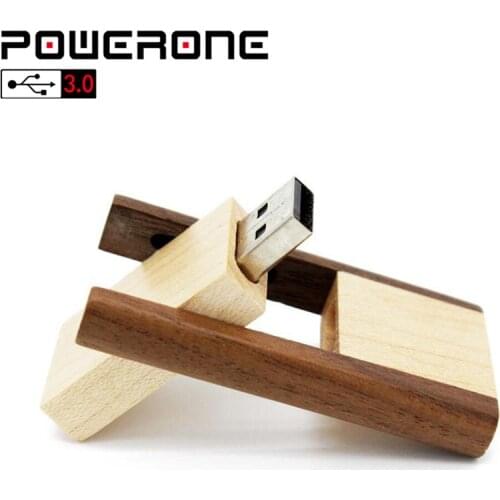 POWERONE USB 3.0 free custom logo wood rotatable usb flash drive pendrive 4GB 8GB 16gb 32gb 64gb memory card wedding Gifts