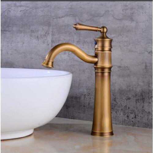 Vidric Antique Brass Basin Faucet Brass Basin Crane Rotating Bathroom Sink Faucet Single Handle Waterfall Faucet Wash basin Mix