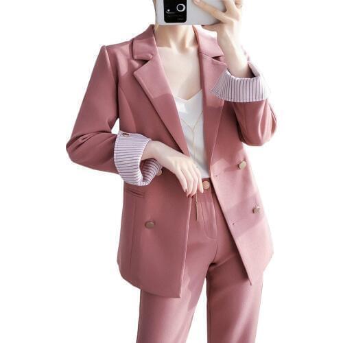 Plus size 5XL Women Office Two-piece Sets Spring Autumn Casual Suit Blazer Tops and Elastic waist Pants Suit Loose Female 3292
