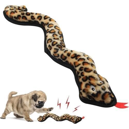 Dog Chew Toy Creative Lovely Leopard Plush Simulation Snake Dog Bite Toy Pet Sound Toy Squeaky Training Toy for Pet