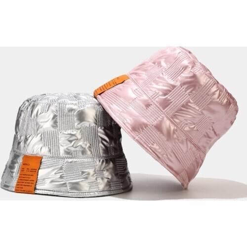 Winter Bucket Caps Women Windproof Down Fisherman Hat For Ladies Bucket Hats Panama Fleece Inside Warm Autumn Beanie Girls Hat