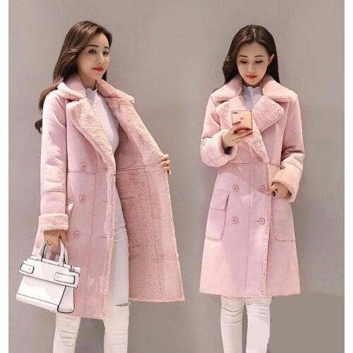 Winter Jacket Women Suede Fur Winter Coat 2021 Fashion Thick Faux Sheepskin Long Jacket Overcoat Female Solid Warm Trench Coats