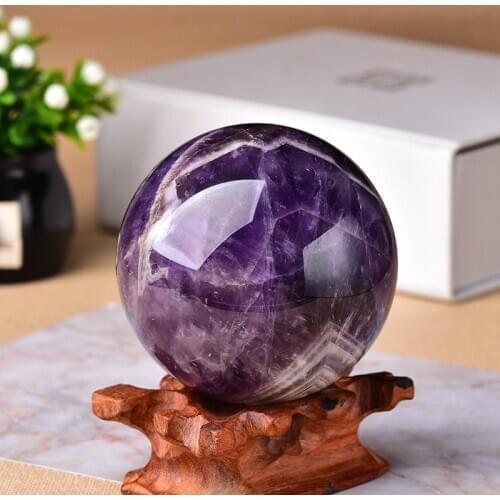 1PC Natural Dream Amethyst Ball Polished Globe Massaging Ball Reiki Healing Stone Home Decoration Exquisite Gifts Souvenirs Gift