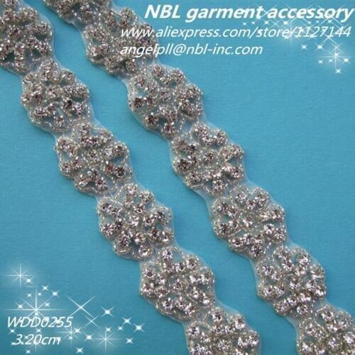 10 YARDS) Wholesale iron on bridal rhinestone beaded trim iron on for wedding dress sash DIY iron on WDD0255
