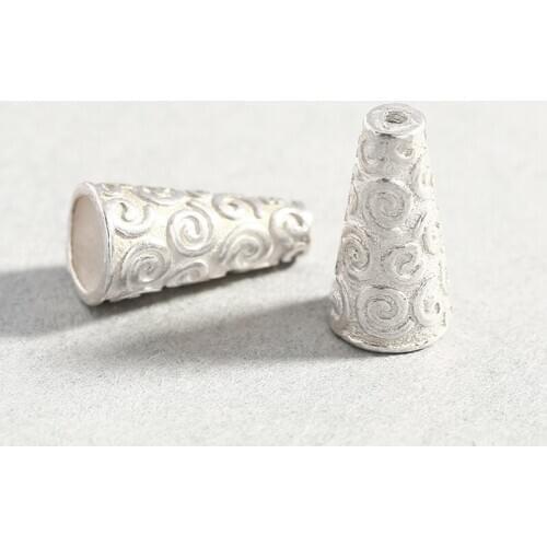 2Pcs Horn Shape 925 Sterling Silver Beads Caps Tarboosh Shape Caps Handmade For Necklace Earring DIY Jewelry Components Makings