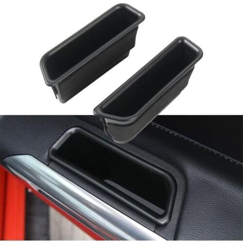 2pcs Inner Side Door Handle Storage Box Cover For Ford Mustang Accessories Cup Holder Interior Panel Handle Inner Side Box