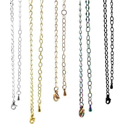 3mm 55cm+5cm extra chains water ripple chains tainless steel rainbow chain with lobster clasp
