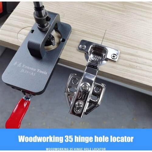 35mm Hinge Boring Jig Woodworking Hole Drilling Guide Locator with Fixture Aluminum Alloy Hole Opener Template Door Cabinets