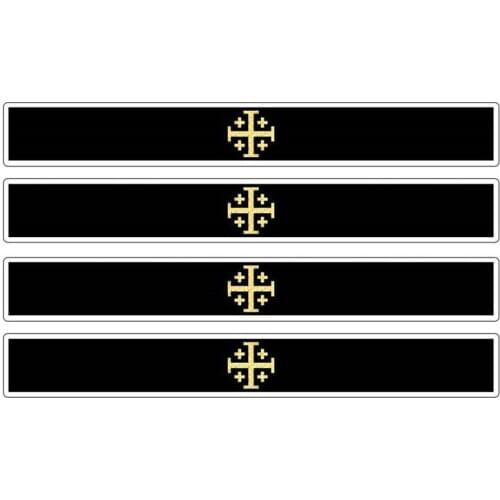 4pcs Patriotic Stickers Flag Stripes Vinyl KK PVC 13cm X 1.7cm Car Window Motorcycle Tuning R2 Templar Jerusalem Cross Stickers