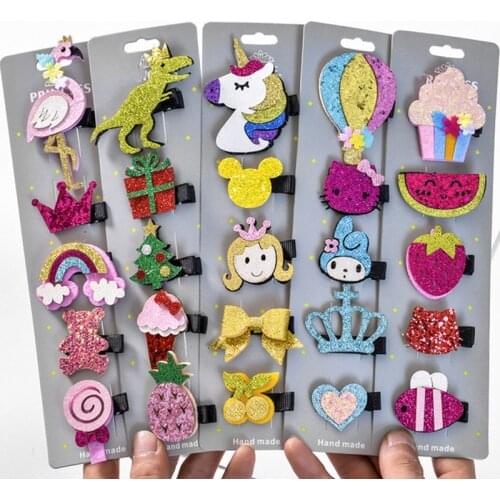 5Pcs/Set Cartoon Unicorn Glitter Hair grips Sequins Hair Clip Girl Flamingo Hairpins Paillette Toddler for Girl Hair Accessories