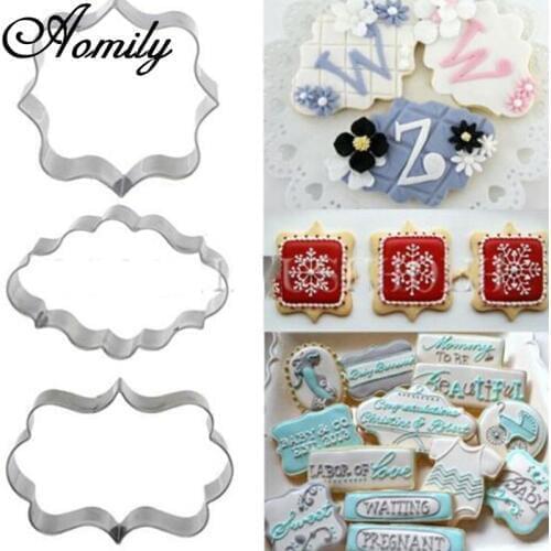 Aomily Stainless Steel Blessing Frame Biscuit Cutters Cookie Cutter Set Wedding Cake Mould Kitchen Sugarcraft Baking Pastry Tool