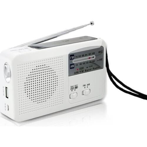 Emergency Radio with Solar and Hand Crank Self Powered, Battery USB Recharging FM/AM Radio LED Flashlight Phone Charger