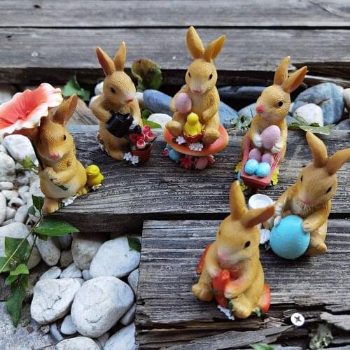 Home Garden Decoration Resin Micro Landscape Ornaments 6PCS Gift Pastoral Cute Statue Simulation Animal Crafts